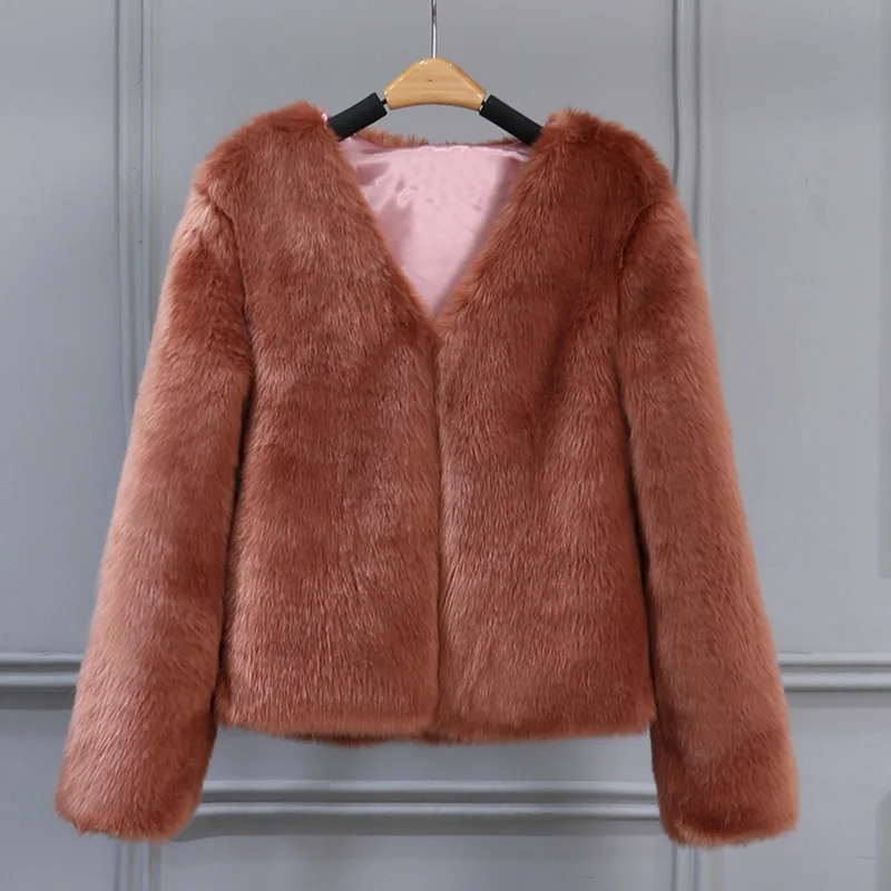 Зимние женские пальто из искусственного меха, кардиганы с длинным рукавом, утепленные меховые куртки, пальто, женская мода, уличная верхняя одежда - Цвет: as picture