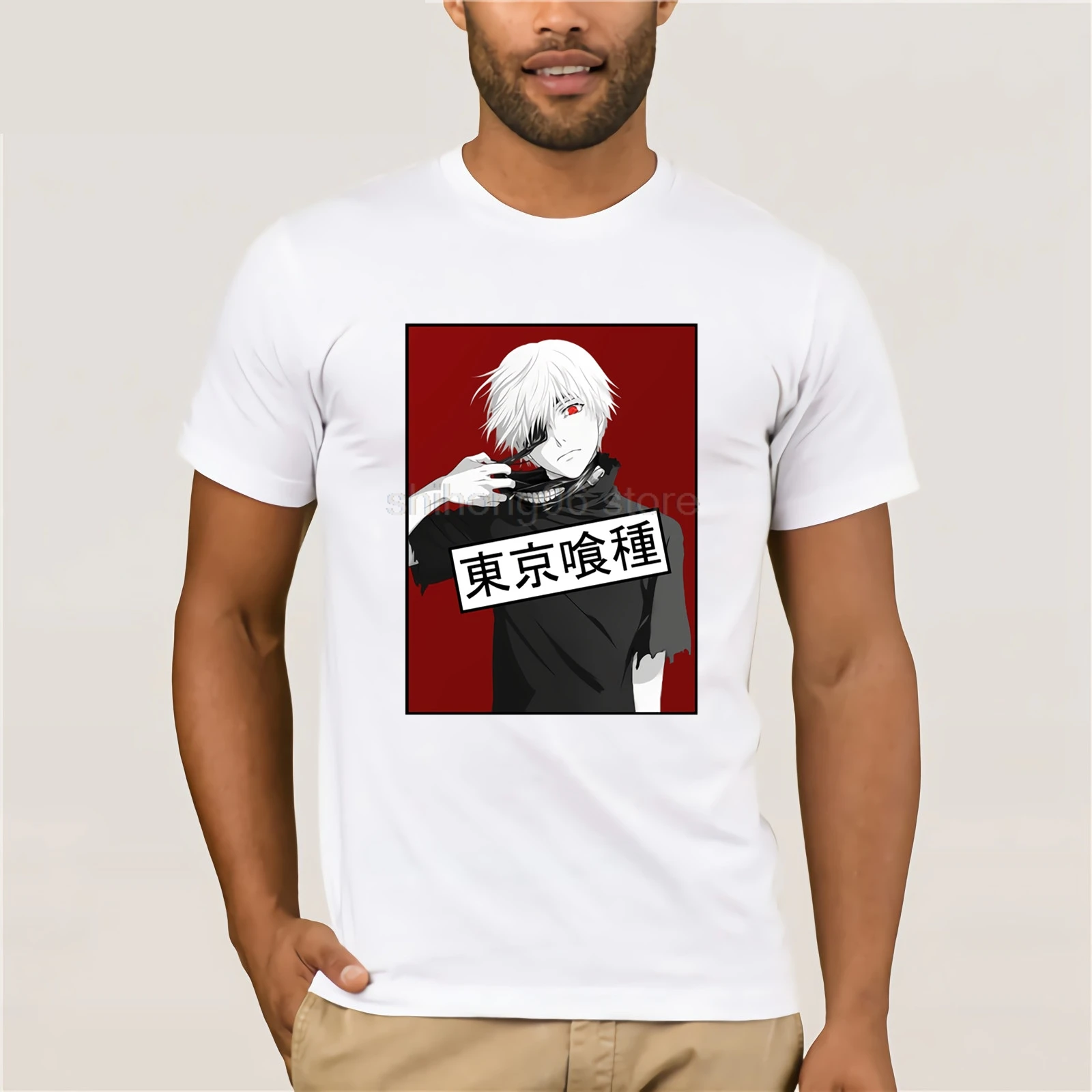 Kaneki Ken Logo v5 Tokyo Ghoul T-Shirt Summer style cotton custom | Мужская одежда