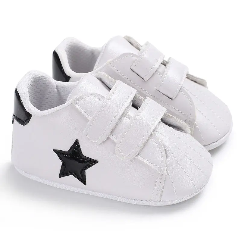 Детская повседневная обувь из искусственной кожи с мягкой подошвой; нескользящая обувь унисекс в стиле пэчворк со звездами для маленьких мальчиков и девочек - Цвет: a