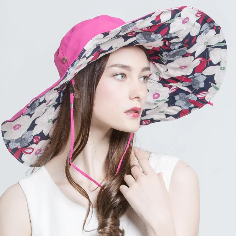 

Oversized Double Face Cover Sun Hat Children Summer Folded Sun Shading Hat Tour Sunscreen Printed Holiday Beach Hats