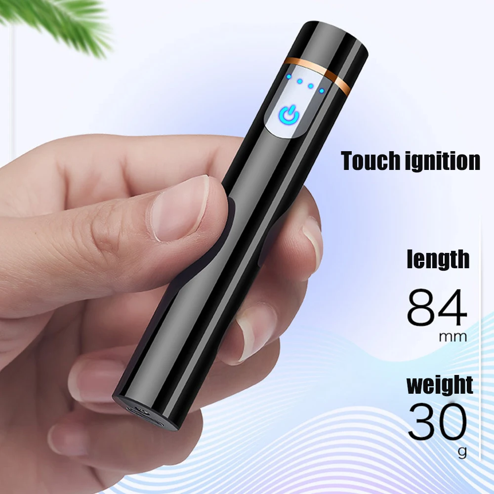 

Mini Lighter Touch Screen Electric Cigarette Lighters Thin Windproof Metal USB Rechargeable Lighter Gadgets For Men smoking