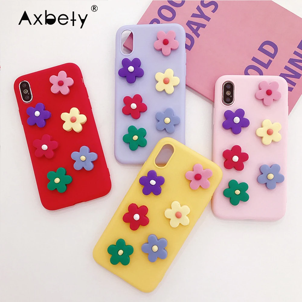 

For iPhone 7 Plus X XR XS Max DIY Case 3D Flower Pattern Candy Soft TPU Case For iPhone 8 6 Plus 5s se Fashion Cute Lovely Cover