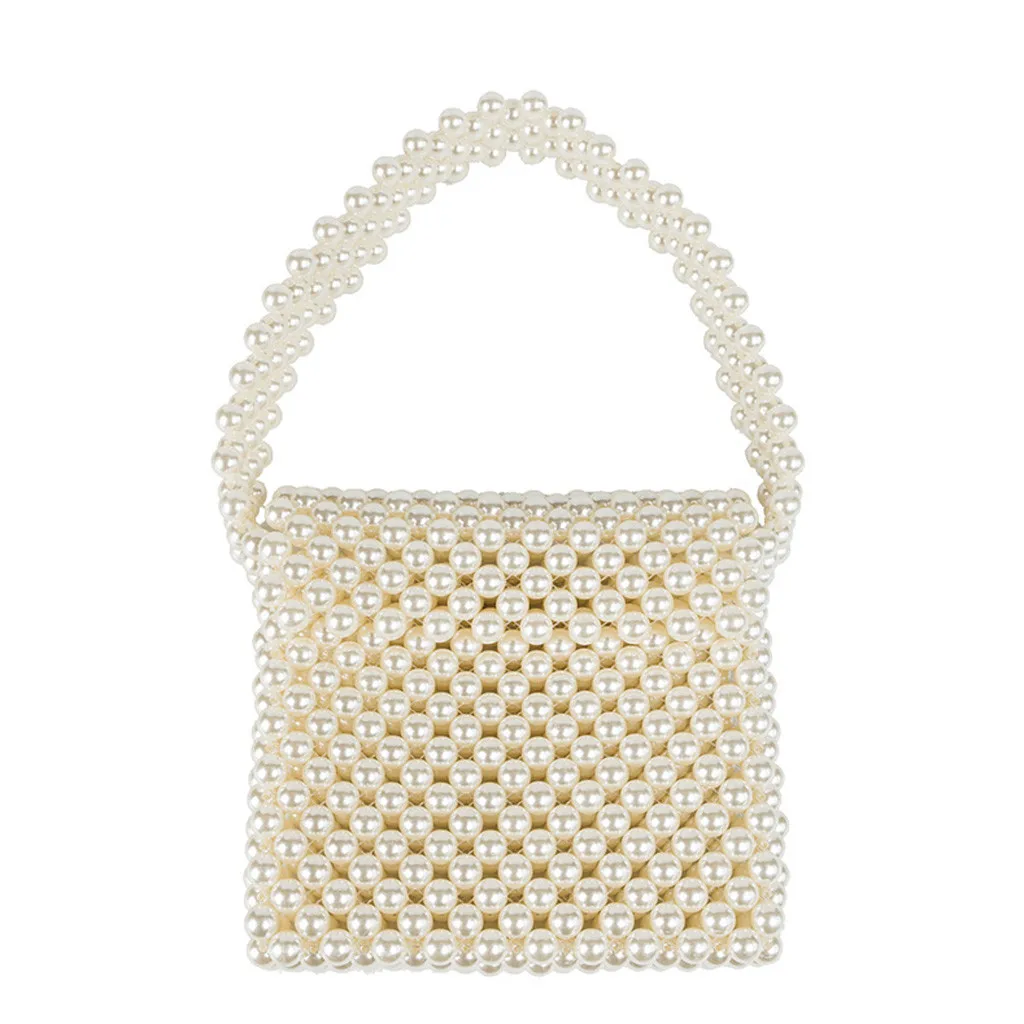 

Women Evening Party Handbag Pearl Handmade Beaded Small Tote Bags Luxury Ladies Dress Bags Mini Bridal Bag Coin Purse Phone Bag