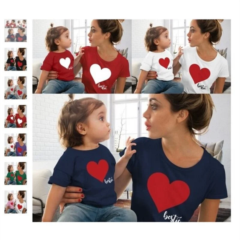 

love t shirts mommy and me clothes mother daughter tee shirts family matching outfits look mom and girls tshirt dress clothing