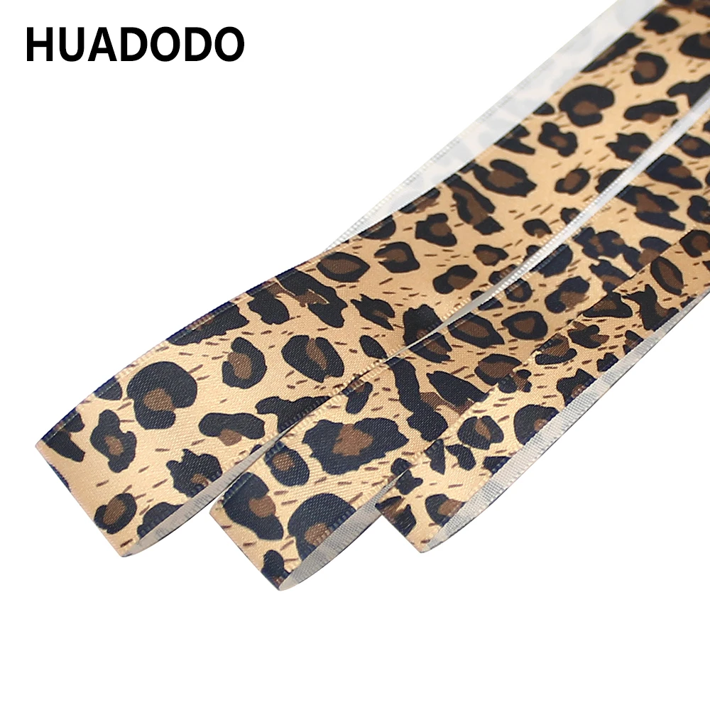 Атласная лента HUADODO с леопардовым принтом 10/15/22 мм модные ленты для рукоделия