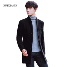 2017 new arrival style men woolen coat high quality fashion mandarin collar slim men’s solid suit jacket coat large size M-5XL