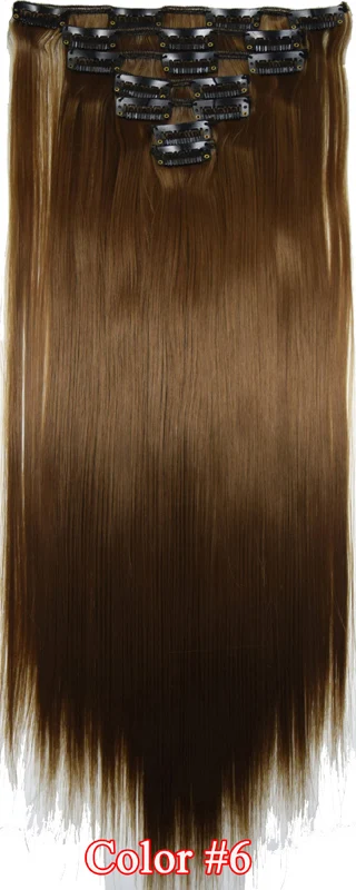 TOPREETY термостойкие химическое волокно 100 г прямые волосы для наращивания на заколках, 7 шт./компл. для наращивания на всю голову 7106 - Цвет: #6