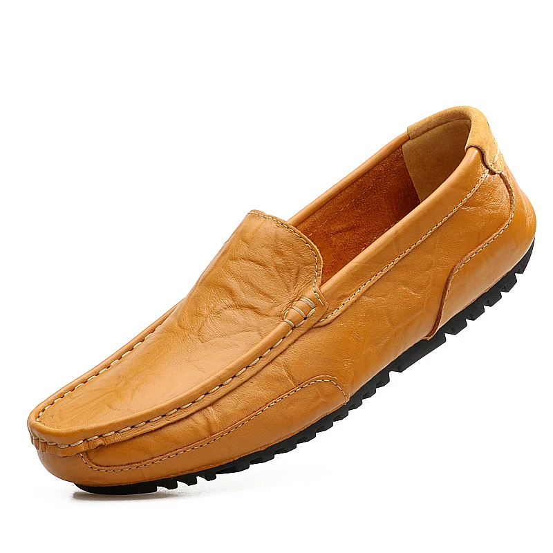 

2018 New Men Casual Leather Loafers Outdoor Slip on Man Soft Split Fashion Boat Sneaker Comfort Quality Male Walking Shoes