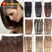 Human Hair Clips Clip In Hair Extensions 24inch 60cm120g clips Long Straight Human Hair Free Shipping Virgin Hair Clip Ins