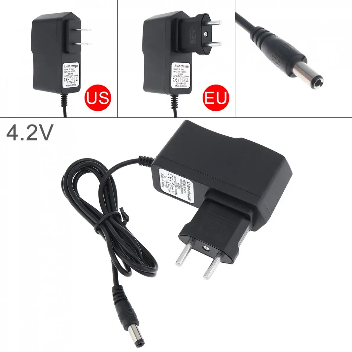

90cm Durable Universal DC 4.2V Portable Lithium Battery Rechargeable Charger Support 100-240V Power Source