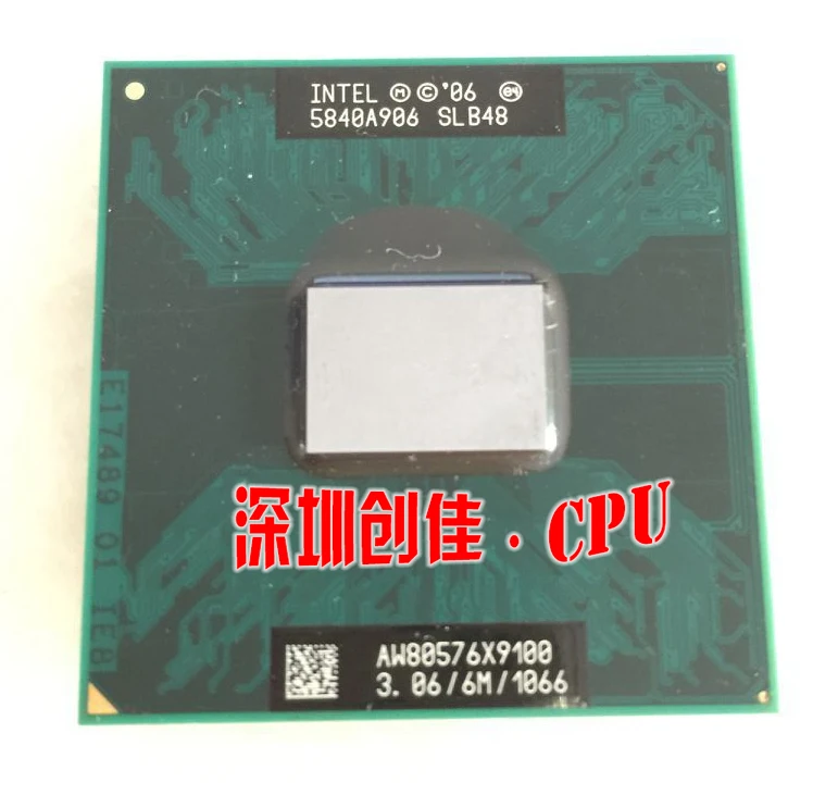 

Shipping free Laptop cpu processor Intel original CPU X9100 SLB48 X 9100 SLB48 3.06G/6M/1066 PM45 GM45 P9700