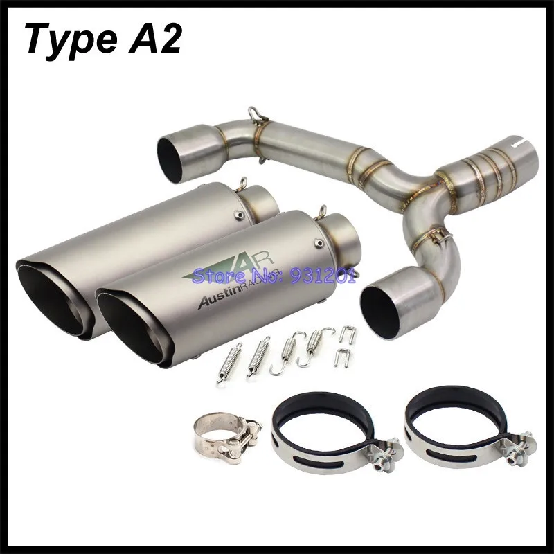 For Suzuki GSR600 GSR400 BK600 BK400 Exhaust System Muffler Pipe Dual Middle Link Pipe with 2PCS AR Austin Racing Exhaust Pipe - Цвет: Type A2