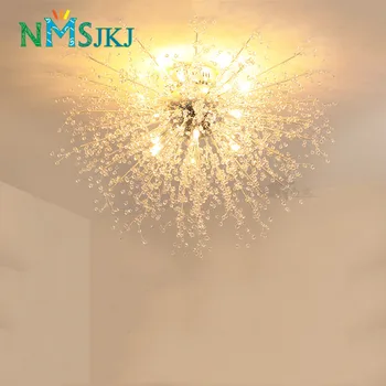 

Modern Dandelion LED Flush Mount Ceiling Light Clear Crystal Lamp for Kitchen Bedroom Living Room Foyer Elegant Lighting Fixture