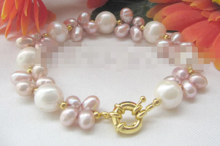 

FREE SHIPPING>>>@@ 0741 white and purple freshwater pearl bracelet