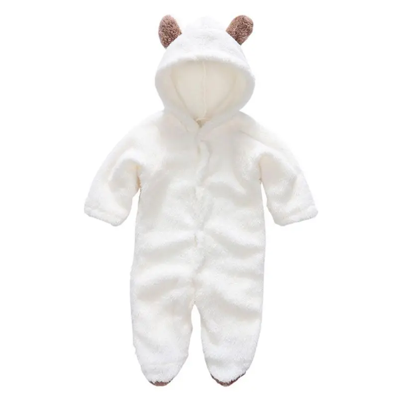 Зимняя одежда для малышей; фланелевая Одежда для маленьких мальчиков; комбинезон с объемными ушками медведя; теплые комбинезоны для новорожденных