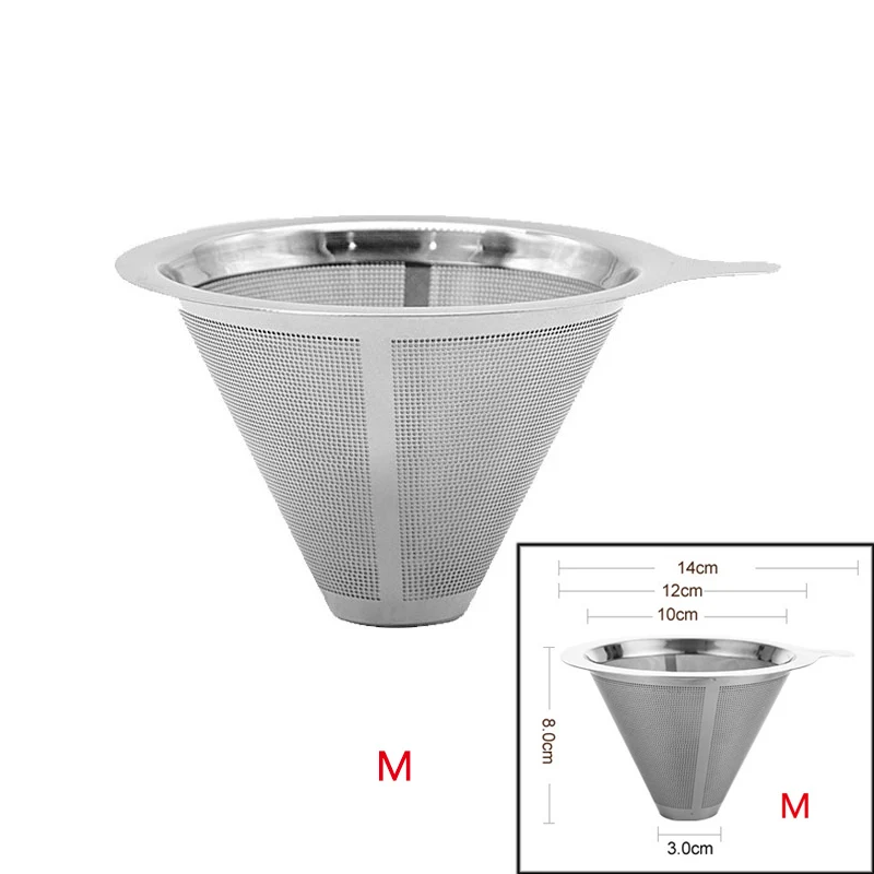 Многоразовый держатель фильтра для кофе из нержавеющей стали капельные фильтры для кофе воронка металлическая сетка фильтр для кофе, чая корзина инструменты - Цвет: M