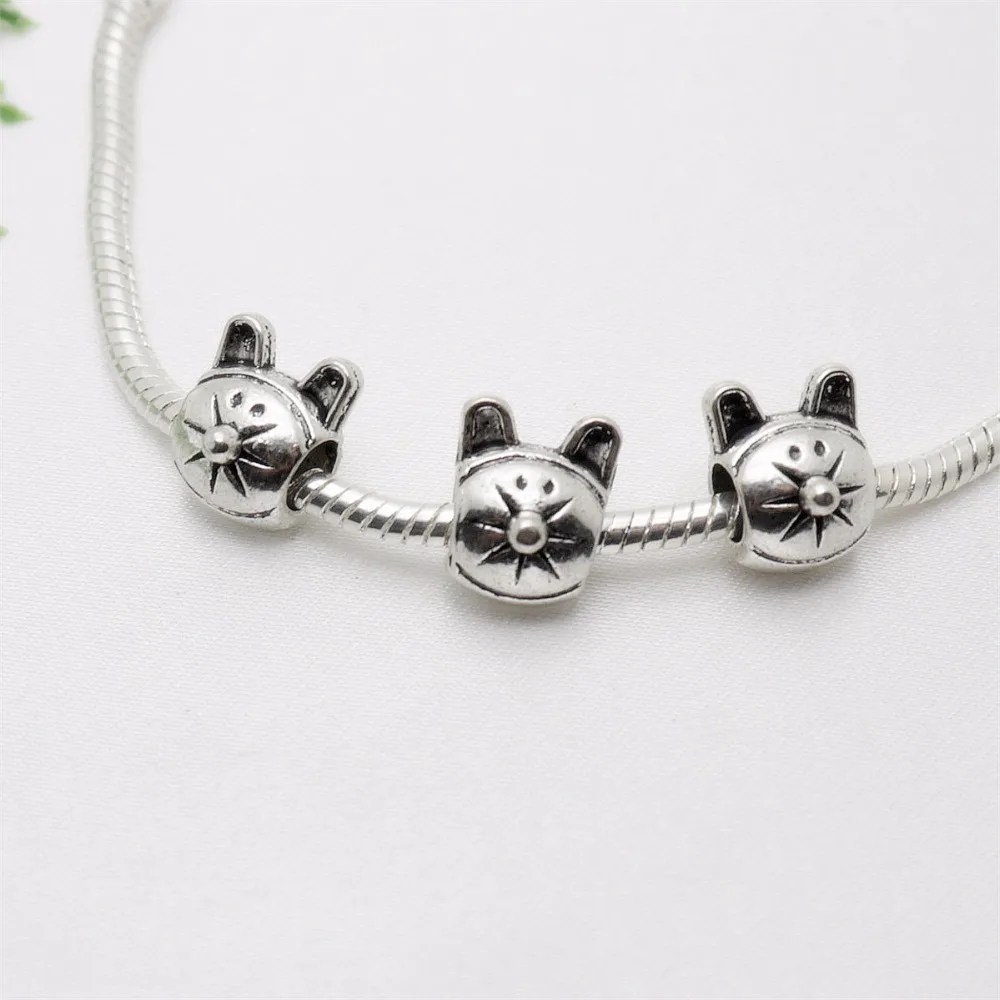 

Vintage Silver fox Beads fit Pandora Charms DIY European Bracelets Metal Jewelry Making 50pcs/lot