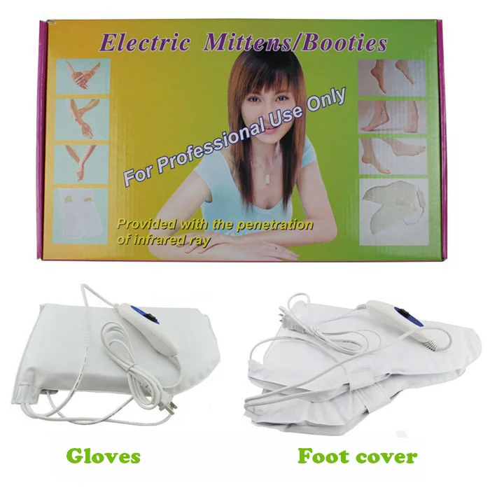 Электрический для маникюра перчатки, закрывающий ступни Маникюр рукавицы с подогревом инфракрасный воск терапия Лечение Разогреватель для spa для ухода за рукамми варежки