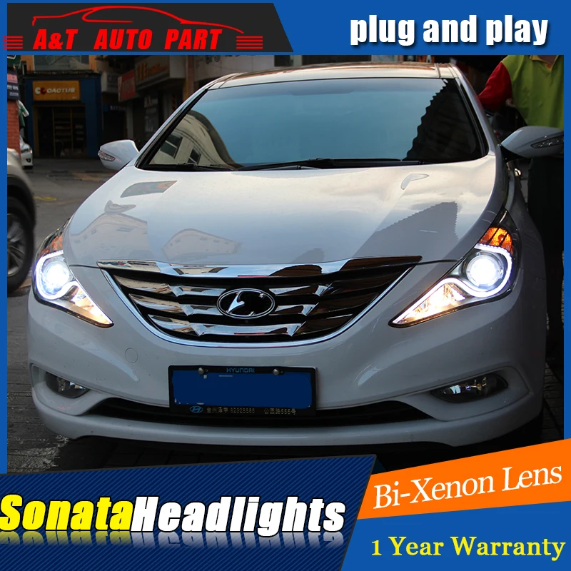 

Car Styling LED Head Lamp for Hyundai Sonata led headlights 2011-2014 drl H7 hid Q5 Bi-Xenon Lens angel eye HID KIT beam Like Or