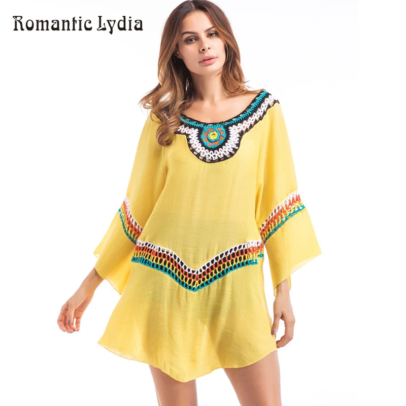 Women Summer Bohemian T shirt Patchwork Long Sleeve Vintage Boho Tops