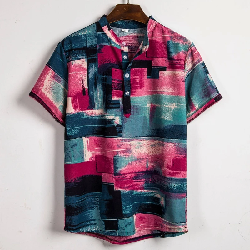 

MJARTORIA 2019 Male Casual National Customs Printed Beach Shirts Short Sleeve brand clothing Quick Dry Breathable Loose Shirts