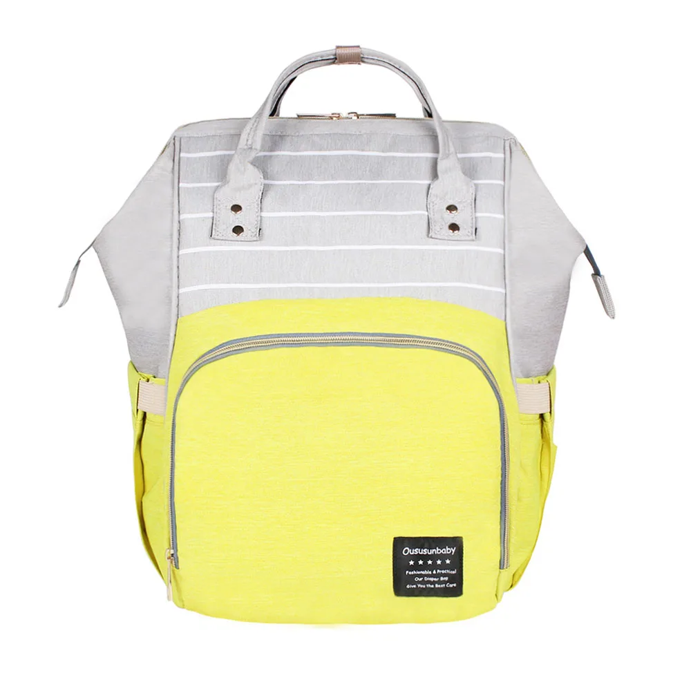 Большая вместительная сумка для мам, сумка для подгузников, сумка для подгузников Bolsa Maternida с принтом, рюкзак для путешествий, дизайнерский рюкзак для ухода за ребенком - Цвет: Yellow Gray