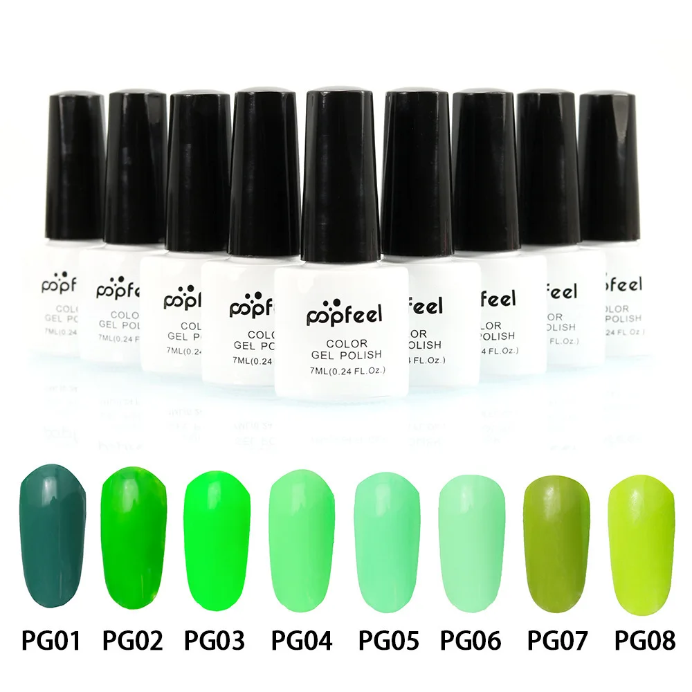 7ml Popfeel 8 Colors Lasting Green Series LED UV Gel Manicure Nail Polish
