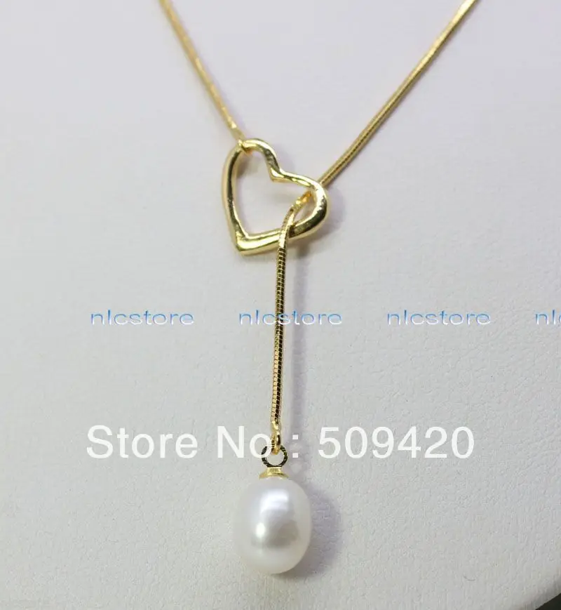 

Free ShippingCharming 18k gp gold chain white pearl pendent necklace