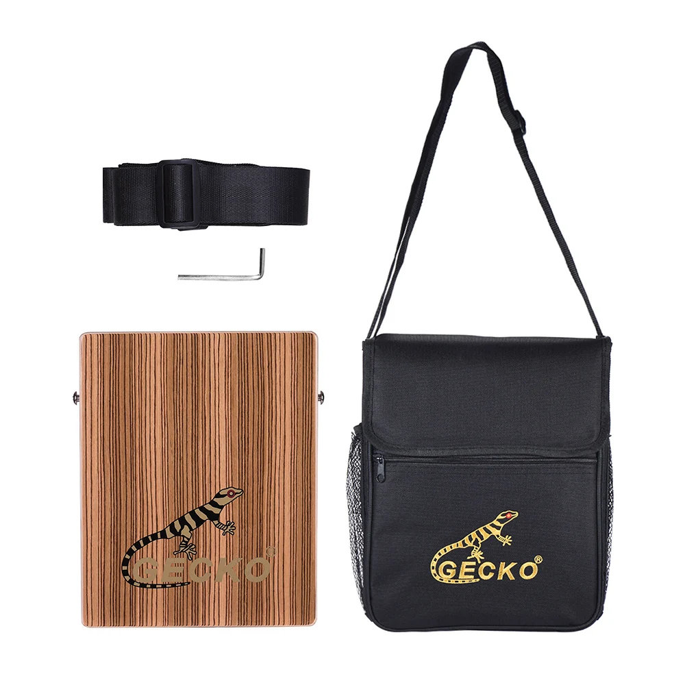 GECKO C-68Z Portable Traveling Cajon Box Drum Hand Drum Wood Percussion Instrument with Strap Carrying Bag