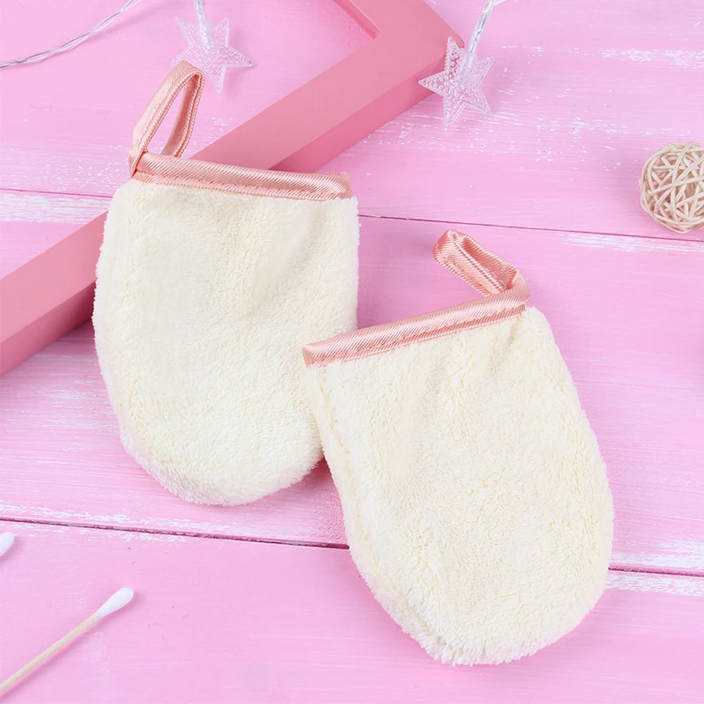 

1 Pair Gloves Bath Towel Face Care Cleansing Reusable Makeup Remover Shower Flutter Lazy
