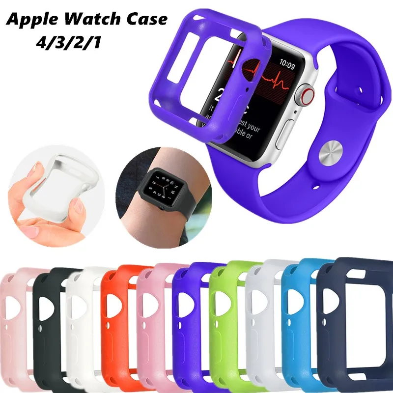 

Soft Silicone Watch Case For Apple Watch 4/3/2/1 Fully Enclosed Protective Slim Case cover For Iwatch Series38/42/44/40mm Bumper