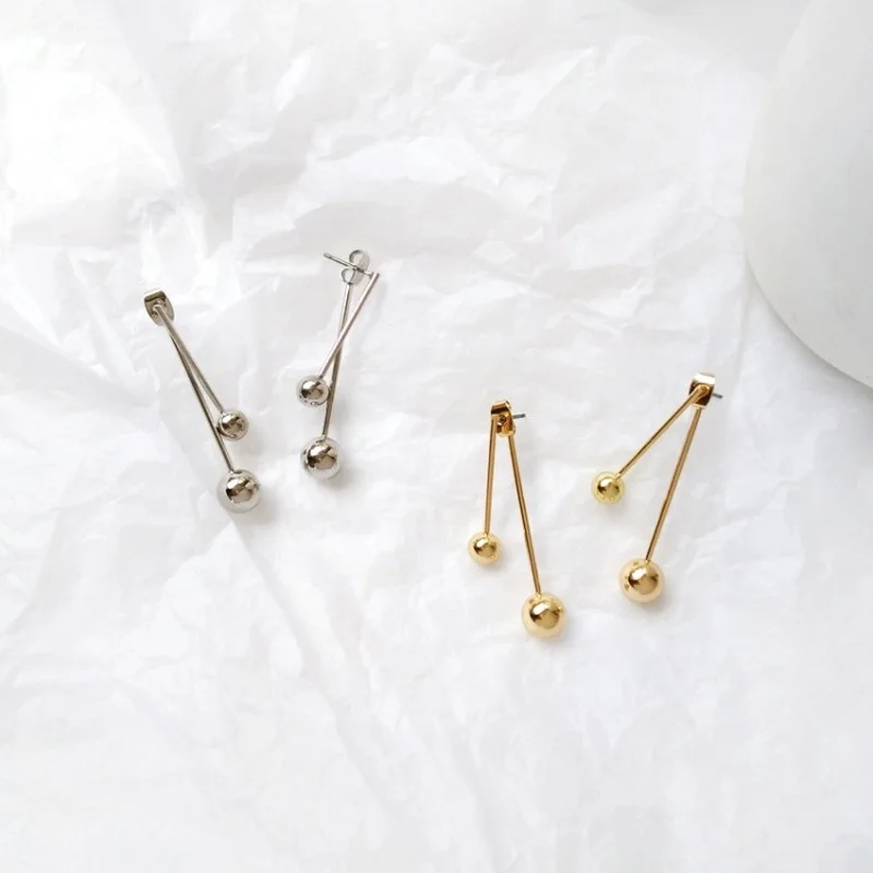

Korea Female Trend Simple Metal Texture Jewelry Accessories Women Girl Fashion Creative Personality Dangle Earrings