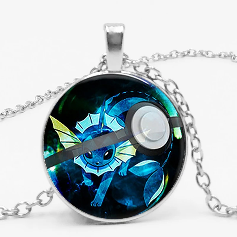 Pokeball ожерелье с кулоном модное милое Покемон Umbreon Круглый купол стеклянный Vaporeon детское ожерелье с кулоном Мега подарок дружбы