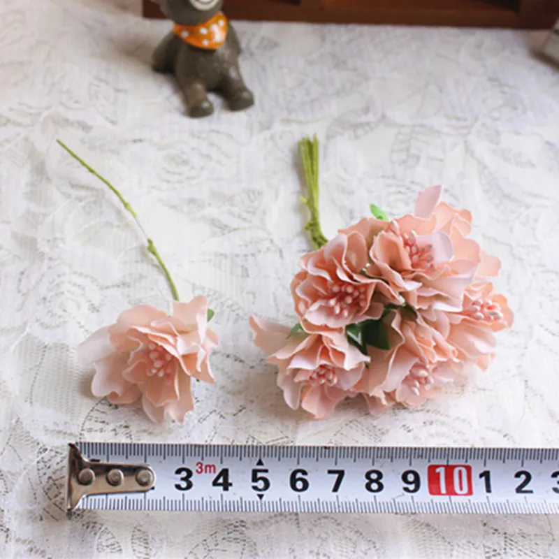 6 шт./лот мини шелк розовый искусственное свадебное оформление букета Бумажные цветы для скрапбукинга DIY цветок шар дешевые цветы