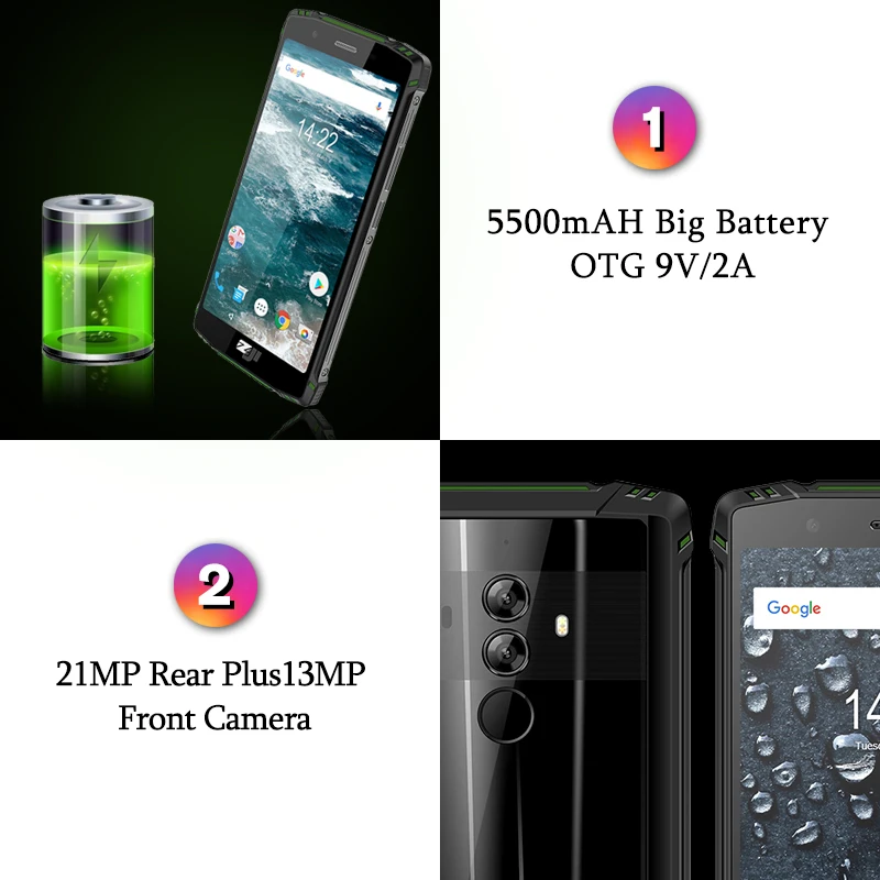 Зоджи Z9 IP68 Водонепроницаемый смартфон 5 7 &quotHelio P23 мобильного телефона Android 8 1 Octa core