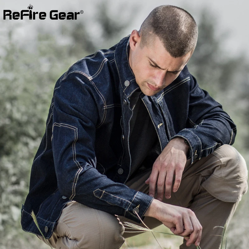 ReFire Gear винтажная тактическая джинсовая куртка Мужская Классическая Армейская