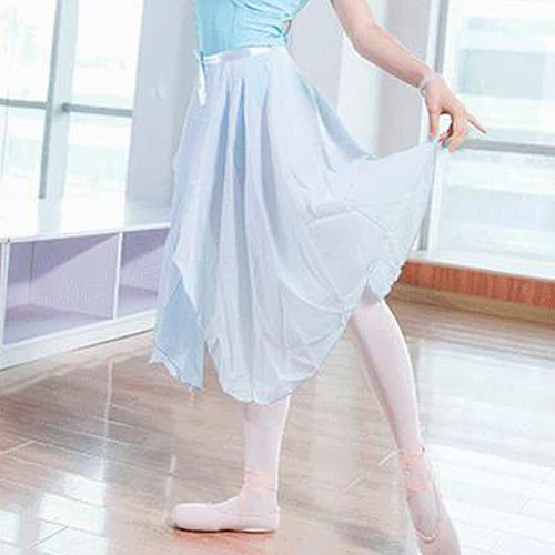 Балетные длинные шифоновые юбки лирические балетные трико с запахом юбки для женщин - Цвет: sky blue