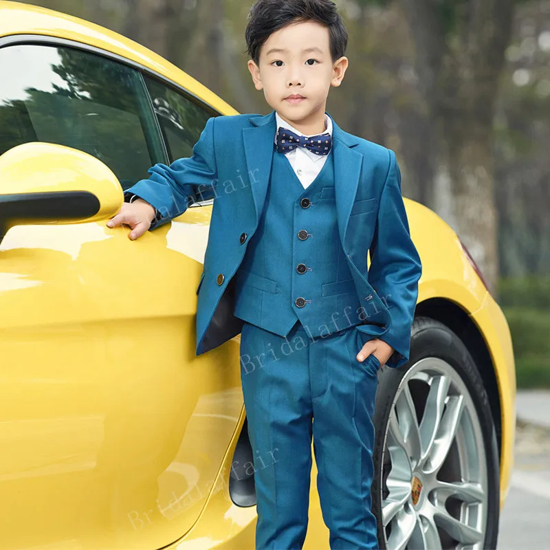 KUSON Boys Blazer Suits Kid Boy Prom Wedding Suits Blue Suit Set