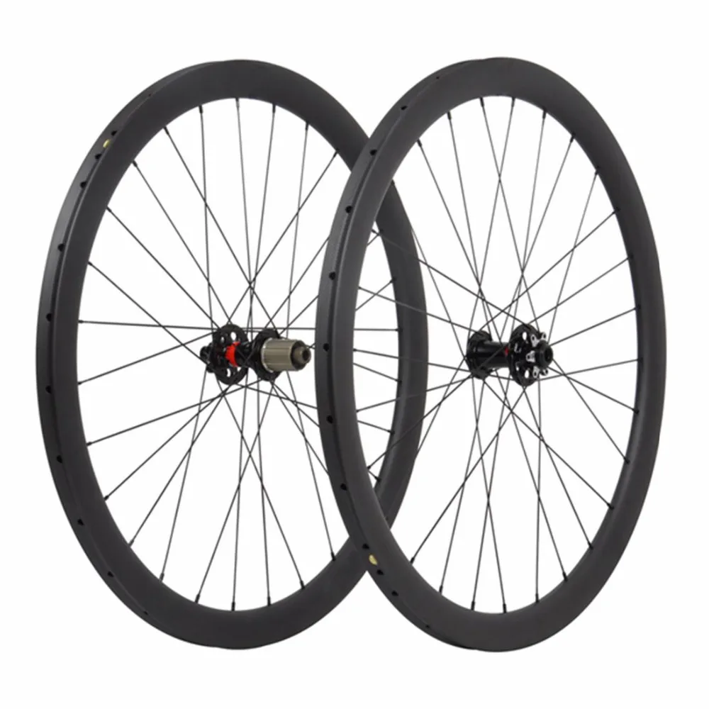 Flash Deal 2018 new basalt brake Road Bike Disc Brake Wheelset UD Matt 40mm Carbon Tubular Wheels Thru axle 142mm super light road wheel 2
