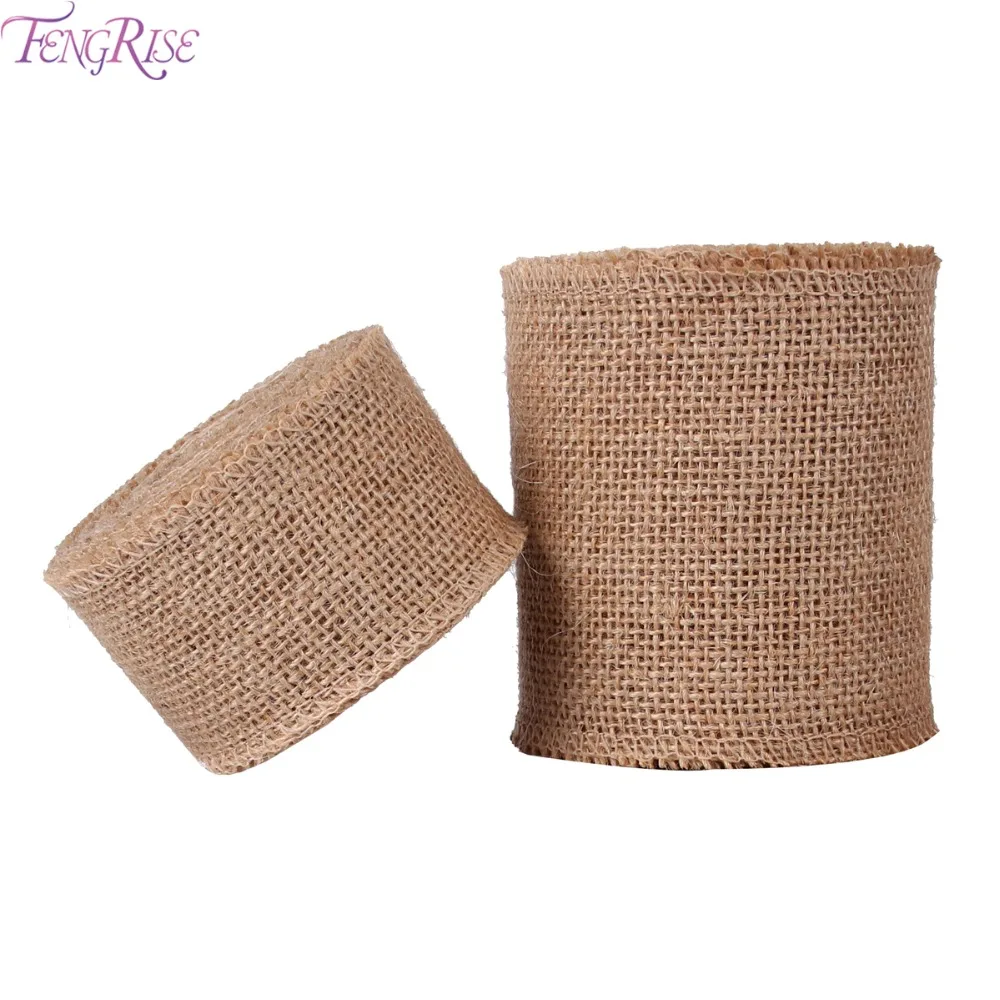 

FENGRISE 5 10cm 5M Sisal Wedding Centerpieces Decoration Craft Burlap Ribbon Natural Jute Roll Rustic Christmas Party Supplies