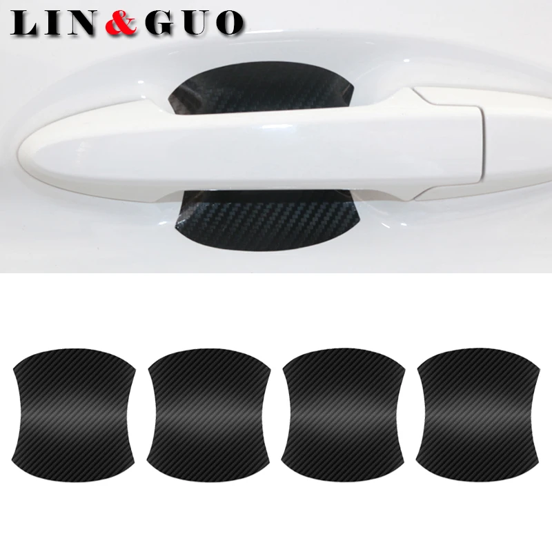 4PCS Car door Scratches Automobile Shake Protective 5D Carbon fiber car