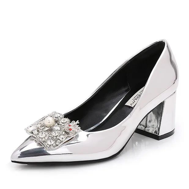 

2020 Top Quality Genuine Leather Shoes Women Pumps Pointed Toe Classic Square High Heels Shoes Office Ladies Dress Shoes F0054