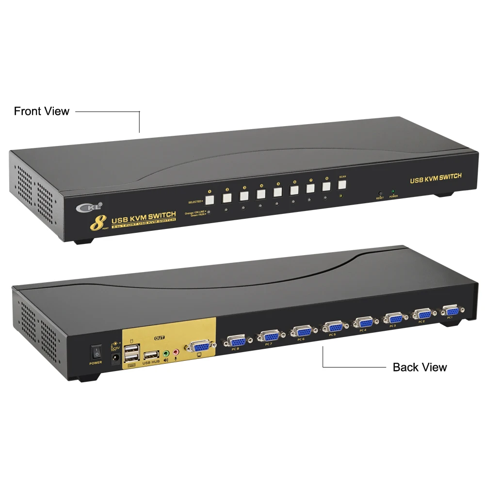 USB KVM Switch VGA 8 Port with Cables, PC Monitor Keyboard Mouse