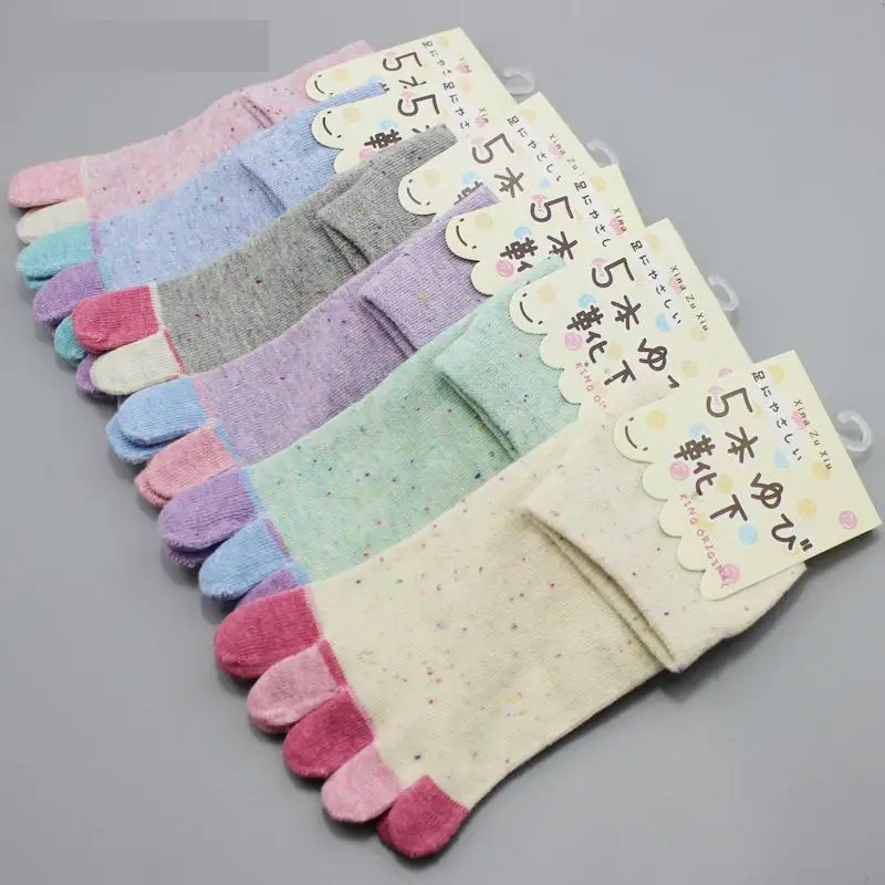 

3 Pairs Women Coloured Five Fingers Socks Toe Socks Cotton Socks With Separate Toes