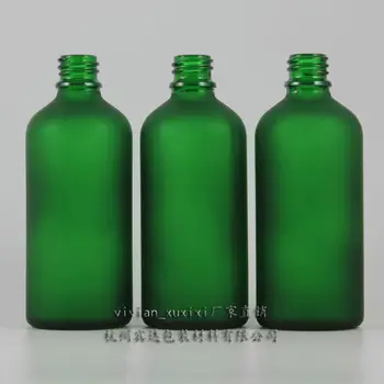 

100ml green frosted Glass Essential Oil Bottle Without any cap,could match with sprayer/pump/dropper cap,glass container,18mm