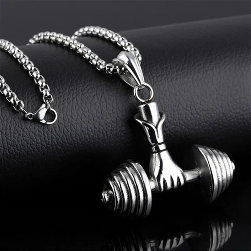 Gym Sport Charm Pendant Necklace Women Men Jewelry Gold Color Fitness Necklaces& Pendants