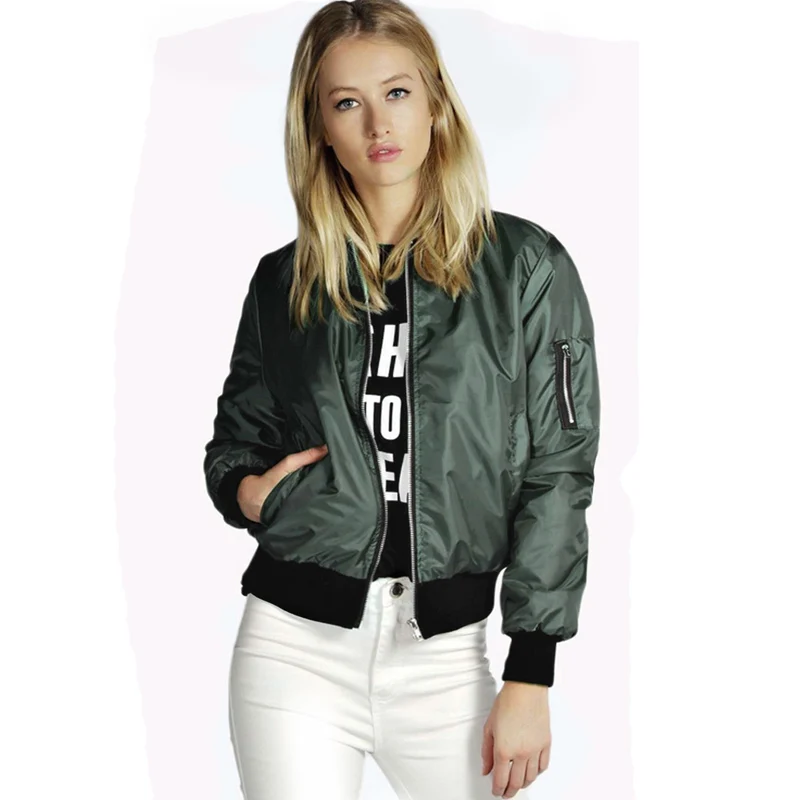 Bomber Jacket Women New Arrival Autumn Winter Ladies Casual Basic Long Sleeve Zipper Jacket Coat Outerwear (3)