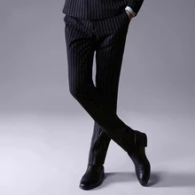 Мужские Формальные платья Брюки Slim Fit Модные полосатые Формальные Деловые Брюки повседневные мужские брюки Свадебные Жених выпускного вечера брюки MC