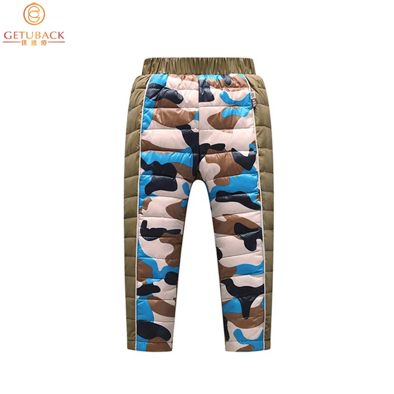 

2019 Children Down Trousers for Winter Camouflage Print Boys & Girls Thermal Pants Kids White Duck Down Warm Outerwear, HC491