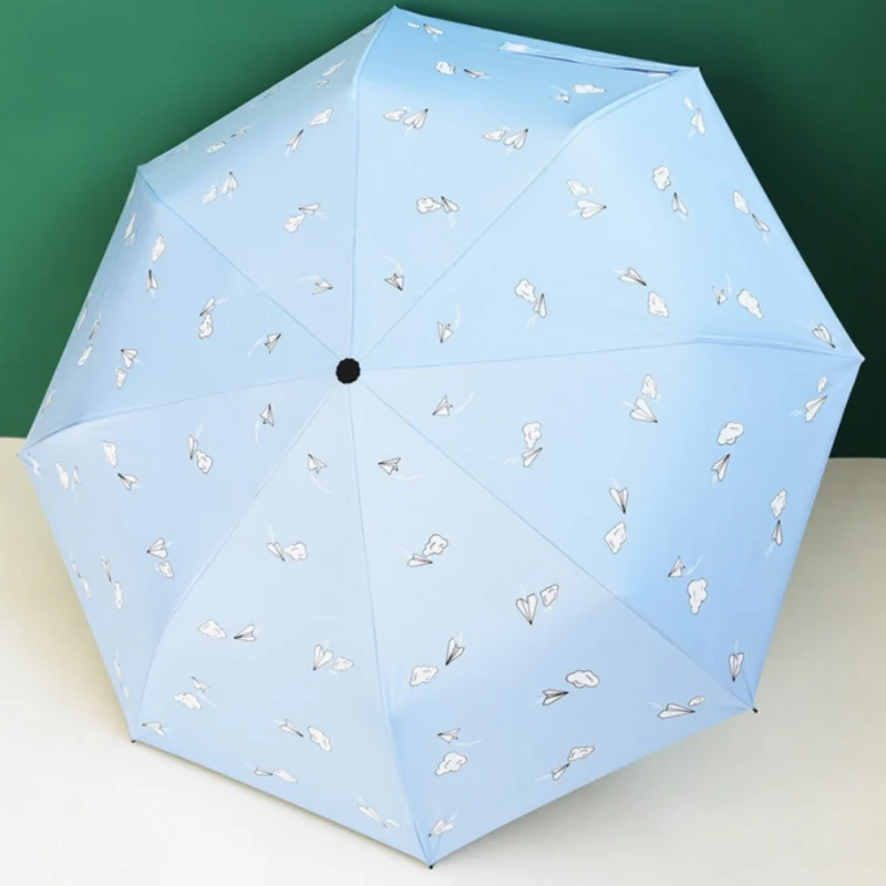 Солнцезащитный водонепроницаемый Солнечный дождливый зонтик милый стильный кактус Любовь Сердце самолет узор открытый зонтик бытовые товары на каждый день - Цвет: Синий